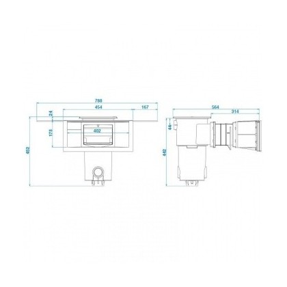 Cotes skimmer mirroir pour piscine naturelle