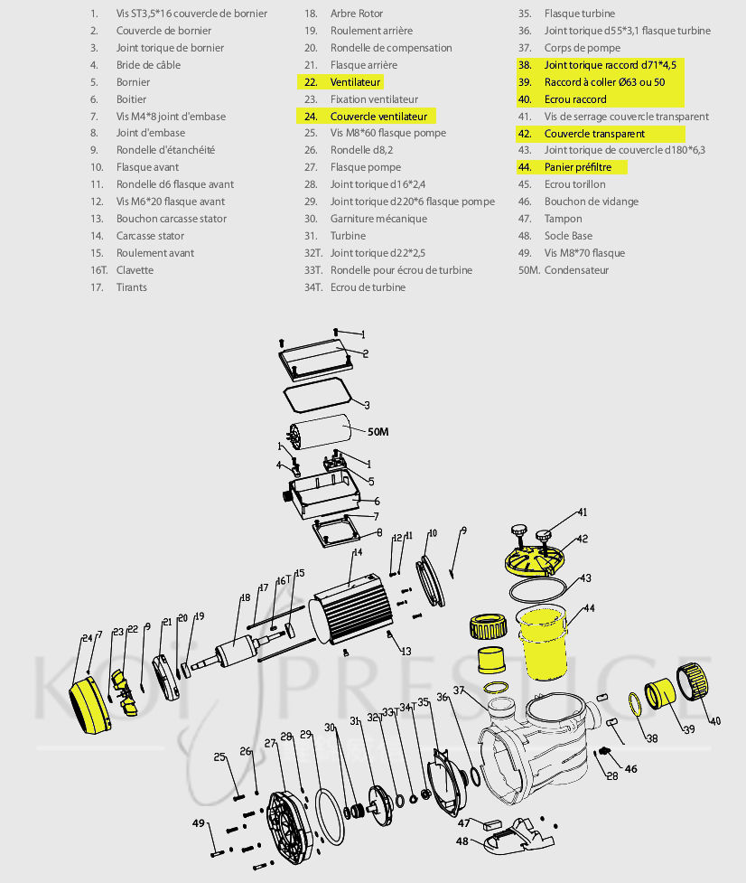 Fiche éclatée pompe bassin Pro Jet