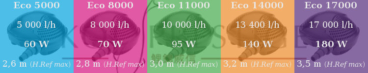 Consommation et debit pompe bassin PondoMax Eco