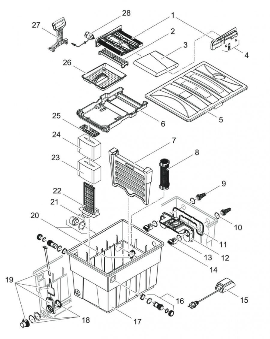 Fiche éclatée du filtre Oase BioTec ScreenMatic 12 et 18